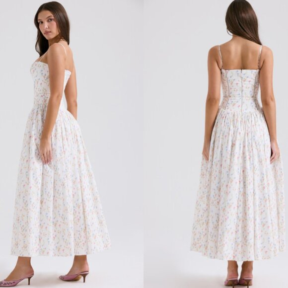 HOUSE OF CB' Ysabella' White Posy Print Cotton Maxi Sundress NWT - Picture 2 of 6